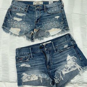 Two embellished Hollister shorts, size 3 (26)